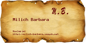 Milich Barbara névjegykártya